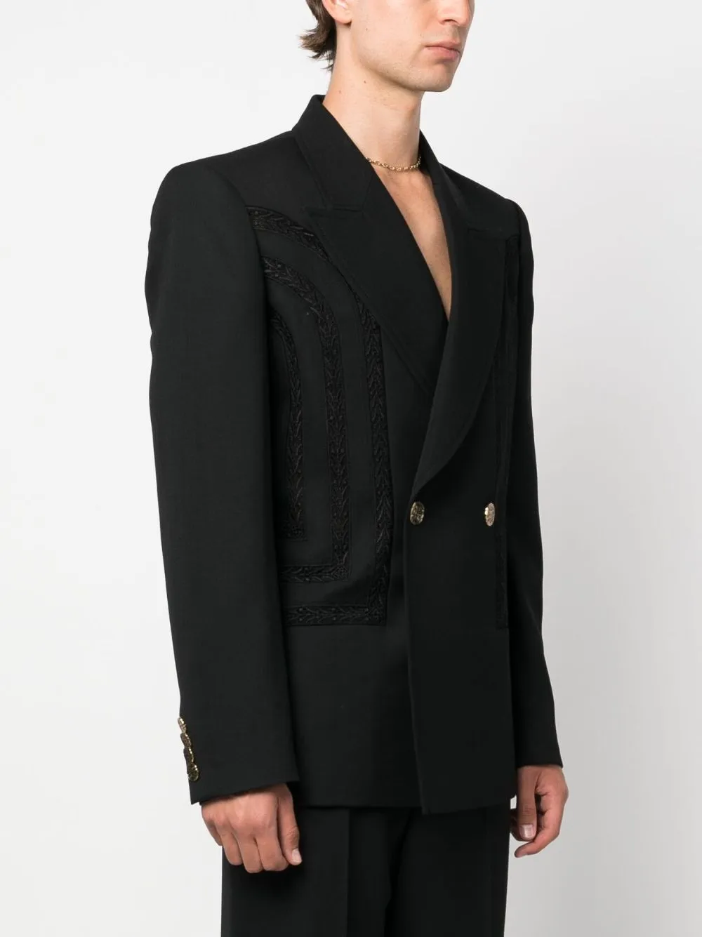 broderie anglaise double-breasted blazer