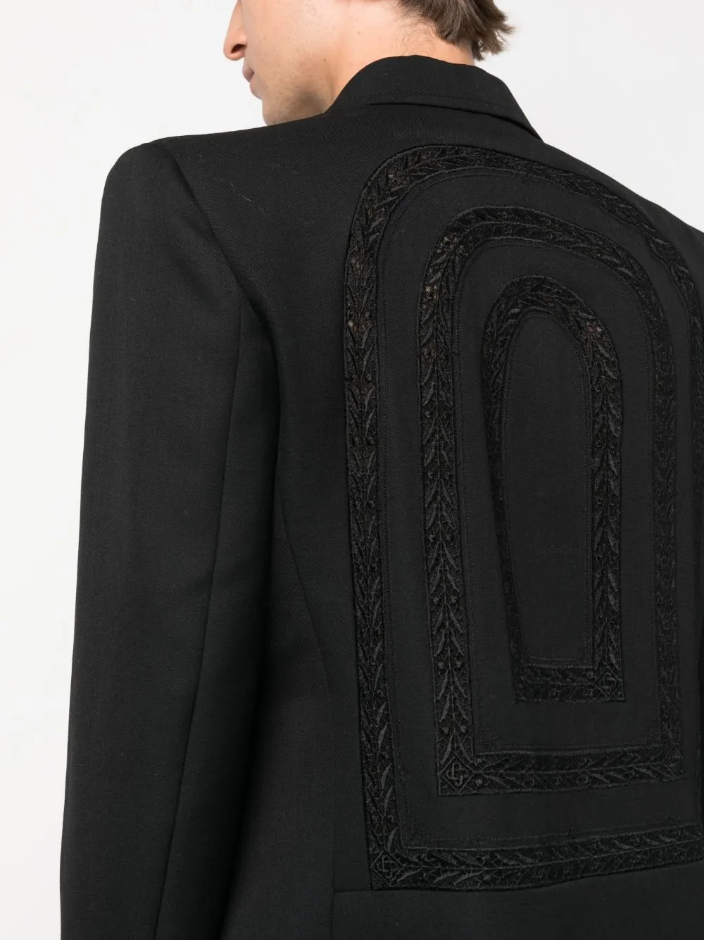 broderie anglaise double-breasted blazer