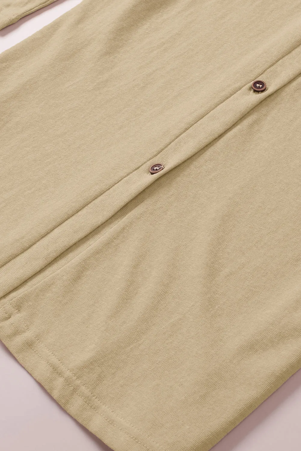 Cali Chic Brown Solid Color Open Front Buttons Cardigan