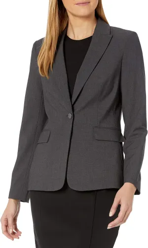 Calvin Klein Women's Lux One Button Blazer in Charcoal