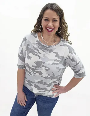 CAMO PRINT SHORT SLEEVE TOP