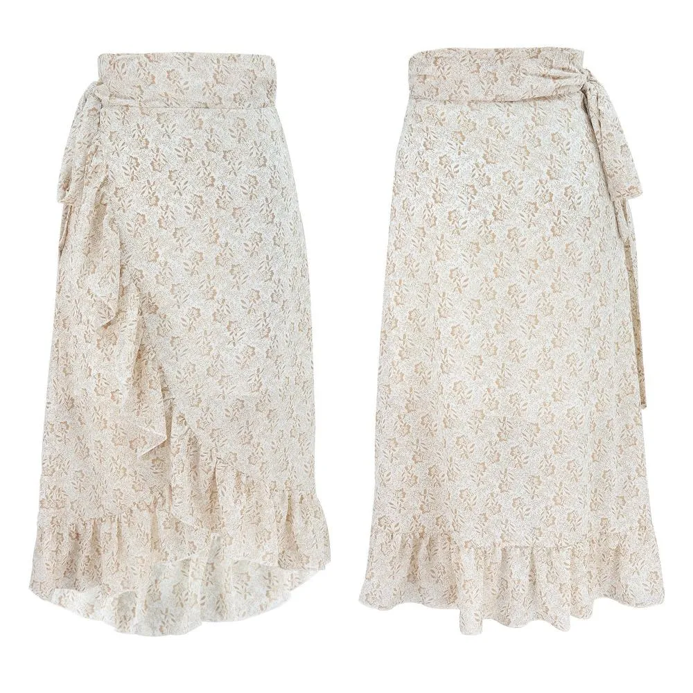 Chic Floral Ruffle Wrap Skirt
