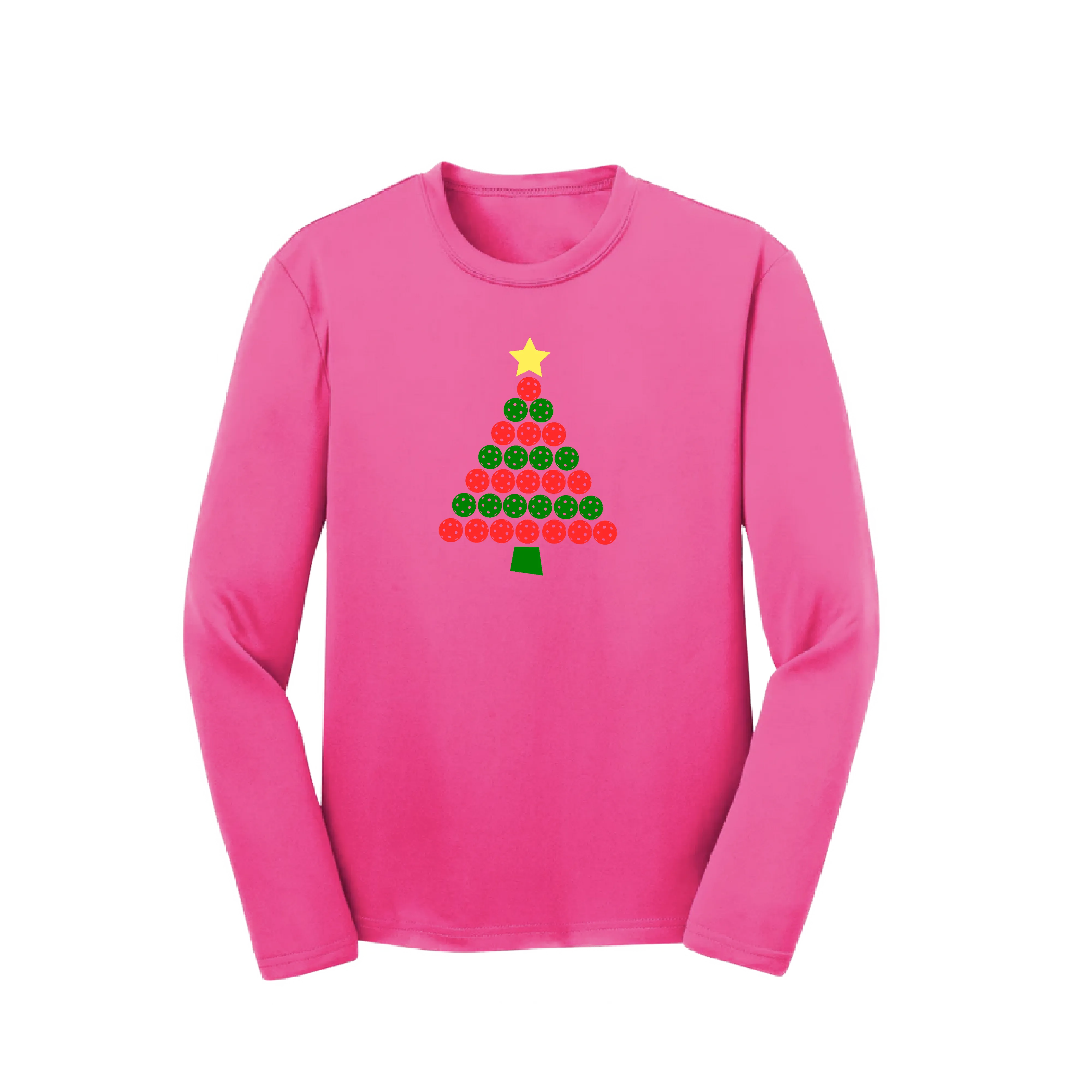 Christmas Tree | Youth Long Sleeve Pickleball Shirts | 100% Polyester
