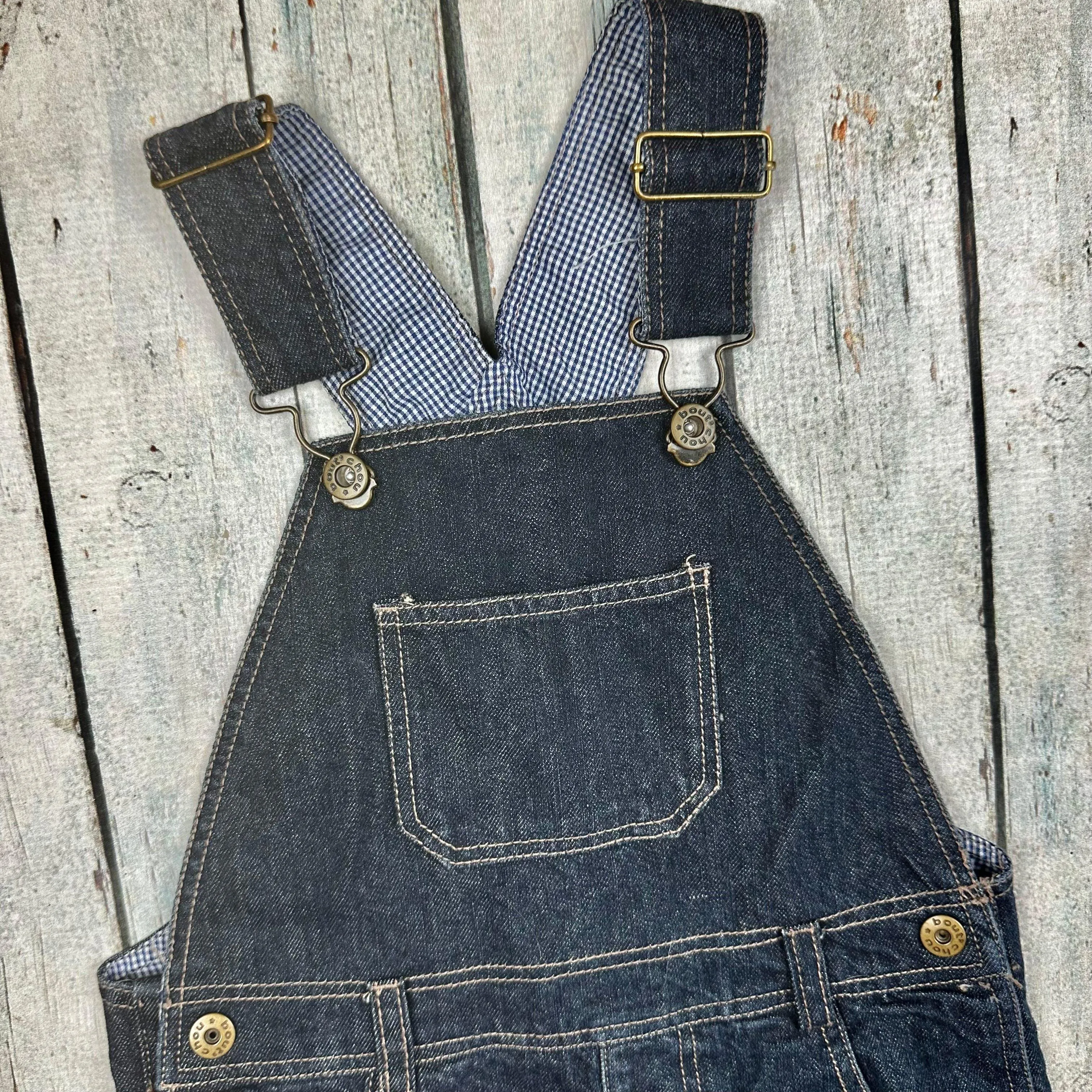 Classic Denim Bib & Brace Denim Overalls by Bout Chou - Size 24M