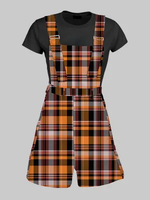 Classic Plaid Overalls for Women - Effortless Style with Front Pockets