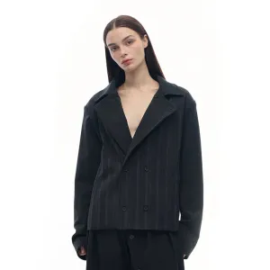 Convertible Double Breasted Wool Blazer