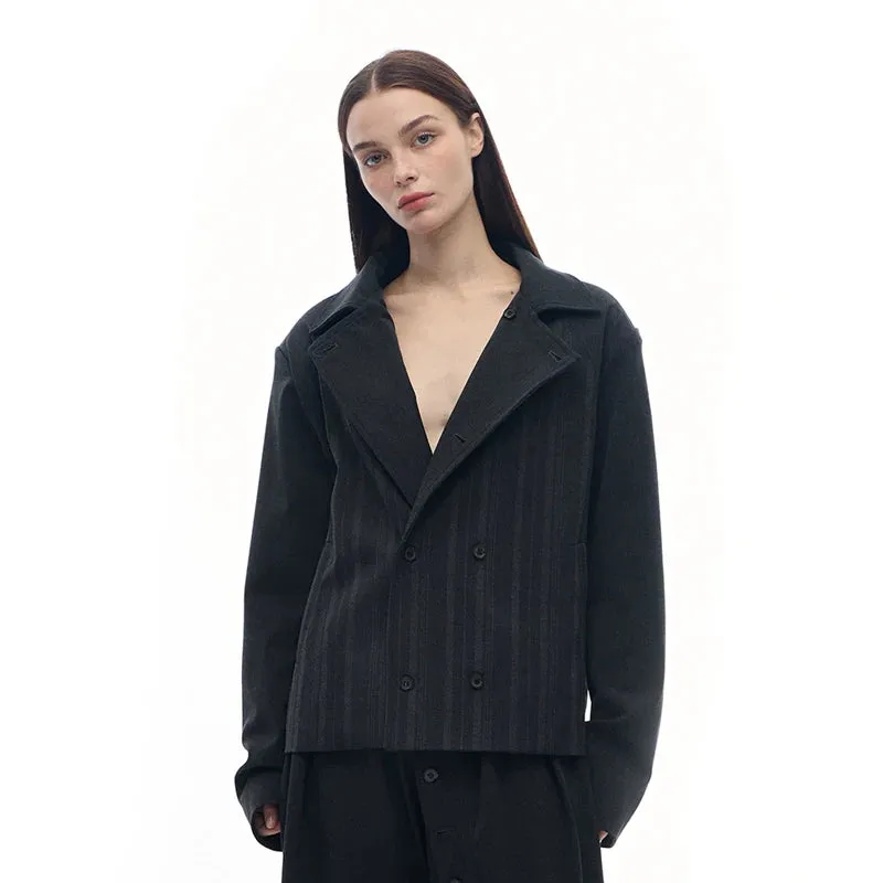 Convertible Double Breasted Wool Blazer