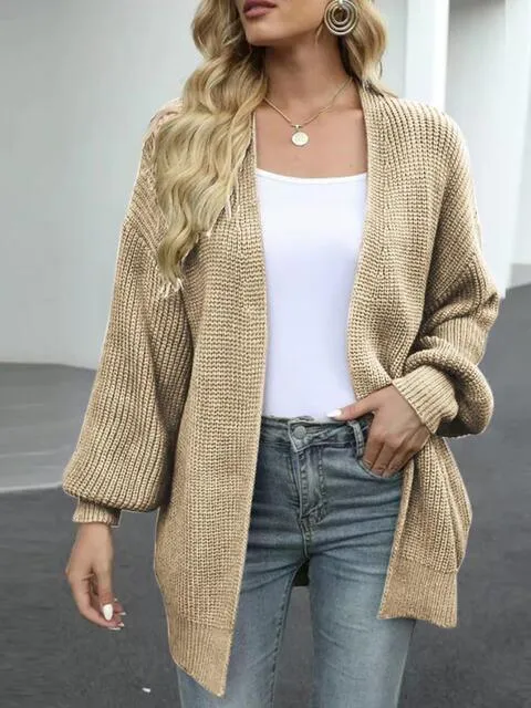 Cozy Defense Knitted Lantern Sleeve Cardigan