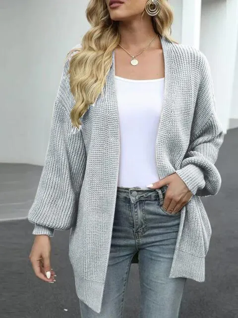 Cozy Defense Knitted Lantern Sleeve Cardigan