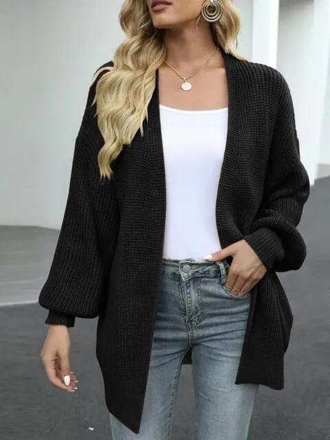 Cozy Defense Knitted Lantern Sleeve Cardigan