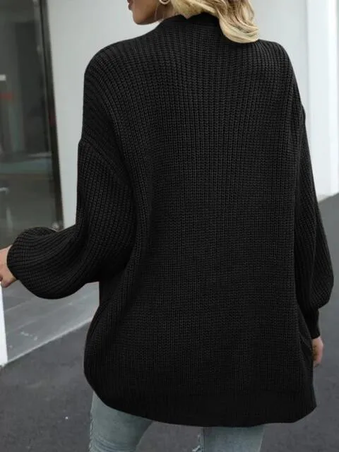 Cozy Defense Knitted Lantern Sleeve Cardigan