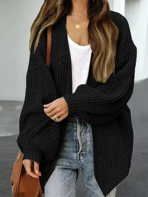 Cozy Defense Knitted Lantern Sleeve Cardigan