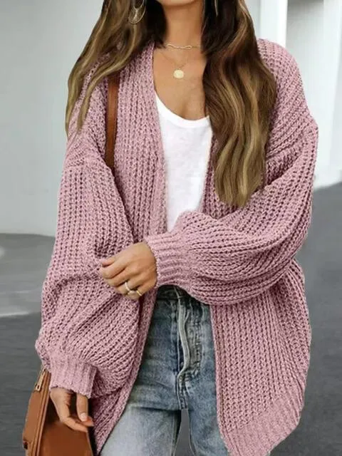 Cozy Defense Knitted Lantern Sleeve Cardigan