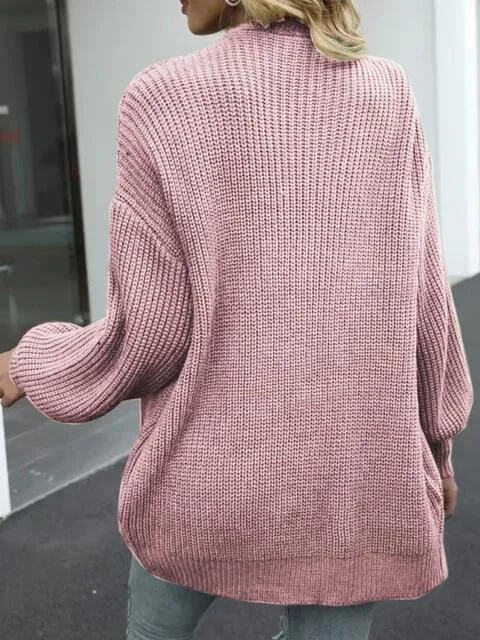 Cozy Defense Knitted Lantern Sleeve Cardigan