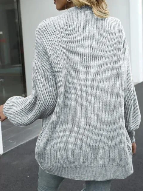 Cozy Defense Knitted Lantern Sleeve Cardigan