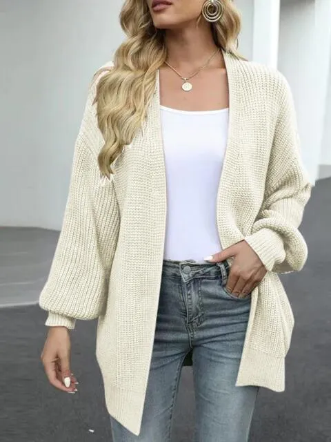 Cozy Defense Knitted Lantern Sleeve Cardigan