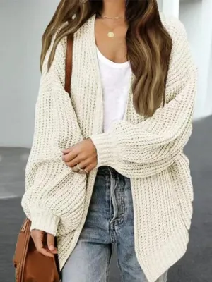 Cozy Defense Knitted Lantern Sleeve Cardigan