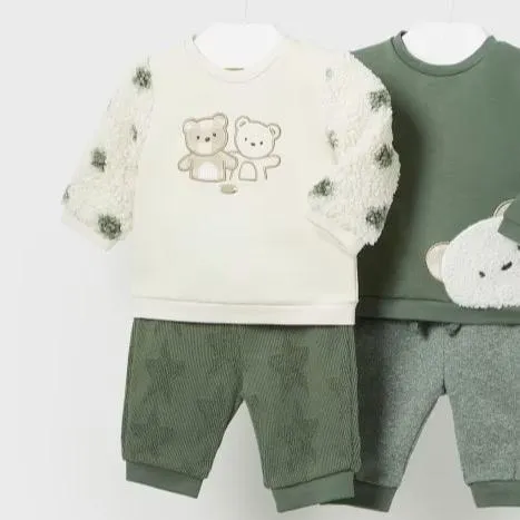 Cream Bear Friends Sweater & Pants Set