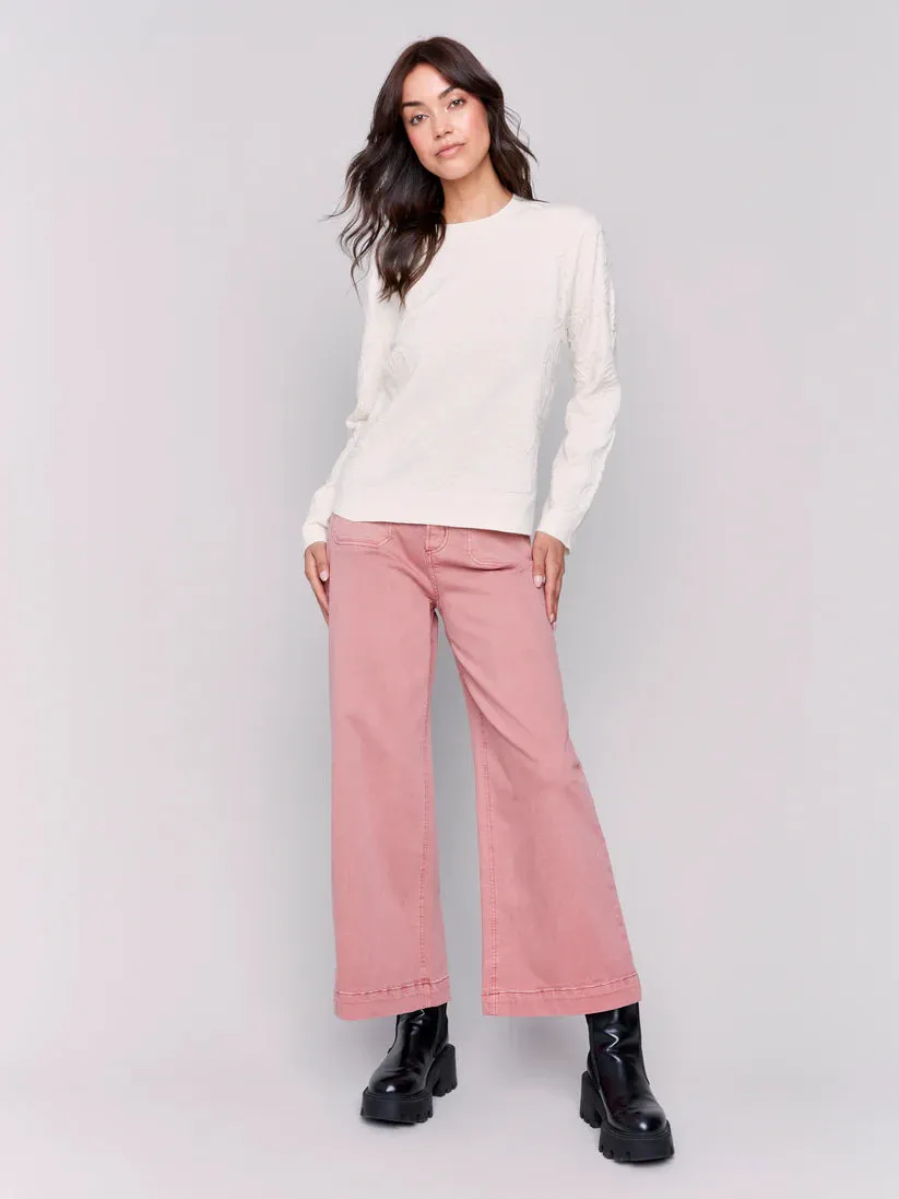 Cropped Flare Leg Front Patch Pocket Pants - Woodrose
