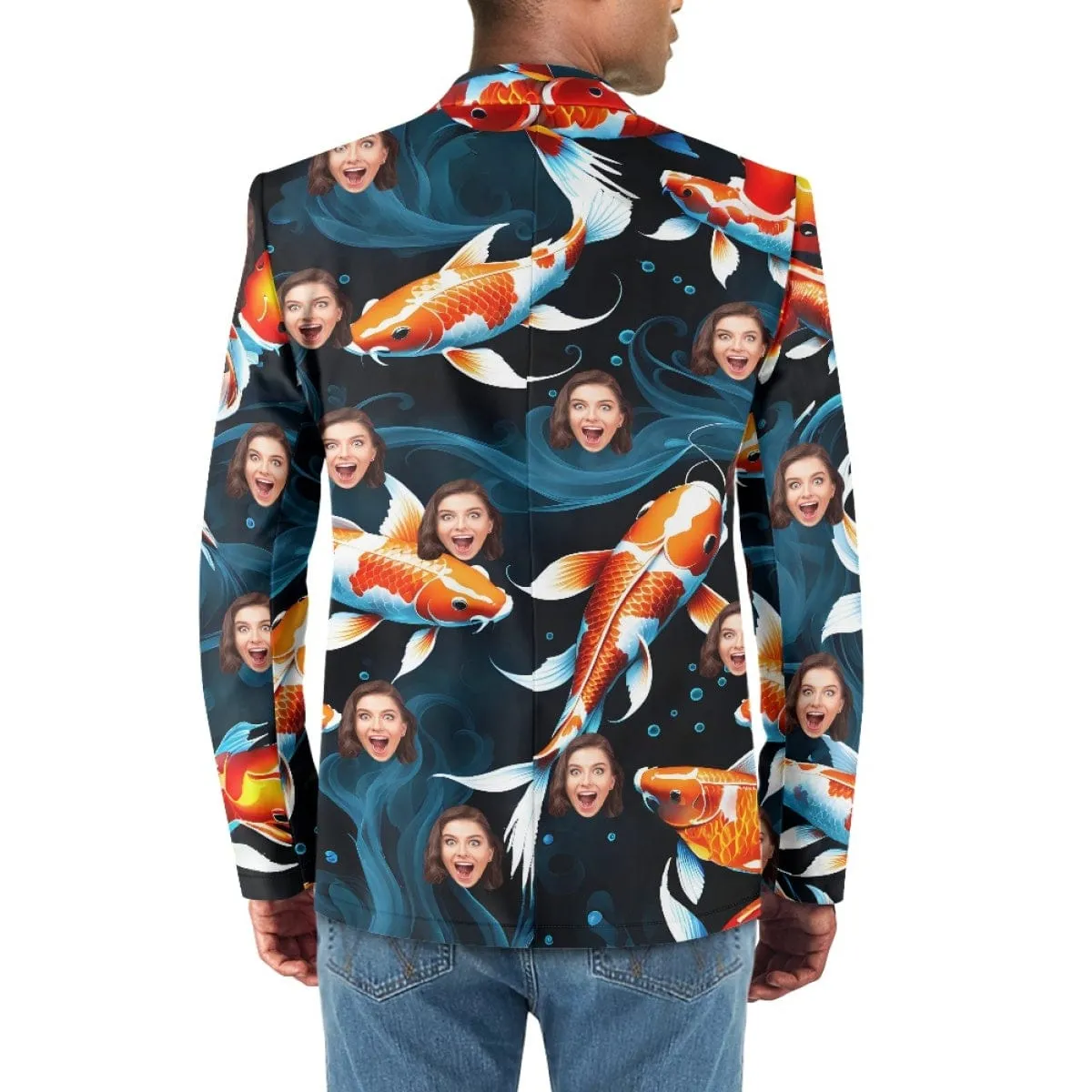 Custom Face Goldfish Pattern Couple Casual Blazers Coat