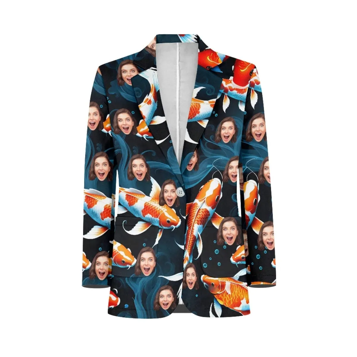 Custom Face Goldfish Pattern Couple Casual Blazers Coat
