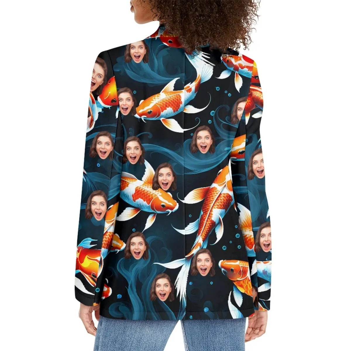 Custom Face Goldfish Pattern Couple Casual Blazers Coat