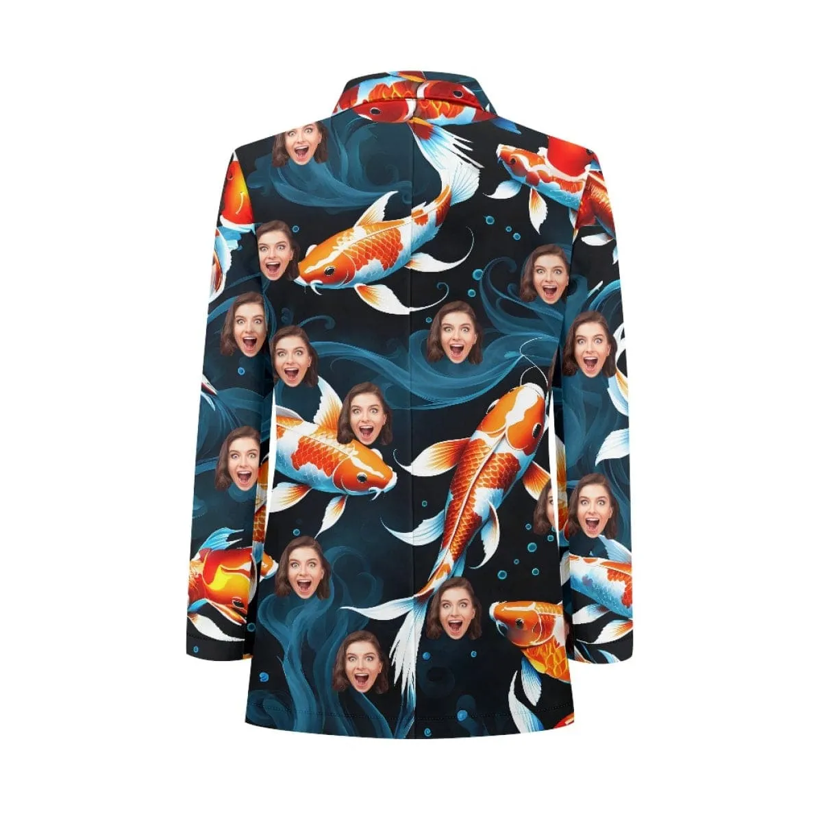 Custom Face Goldfish Pattern Couple Casual Blazers Coat