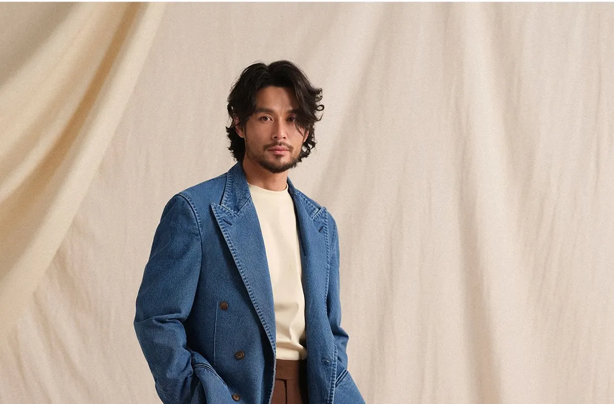 Double-Breasted Denim Blazer