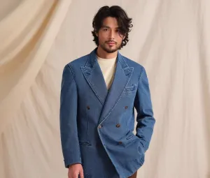 Double-Breasted Denim Blazer