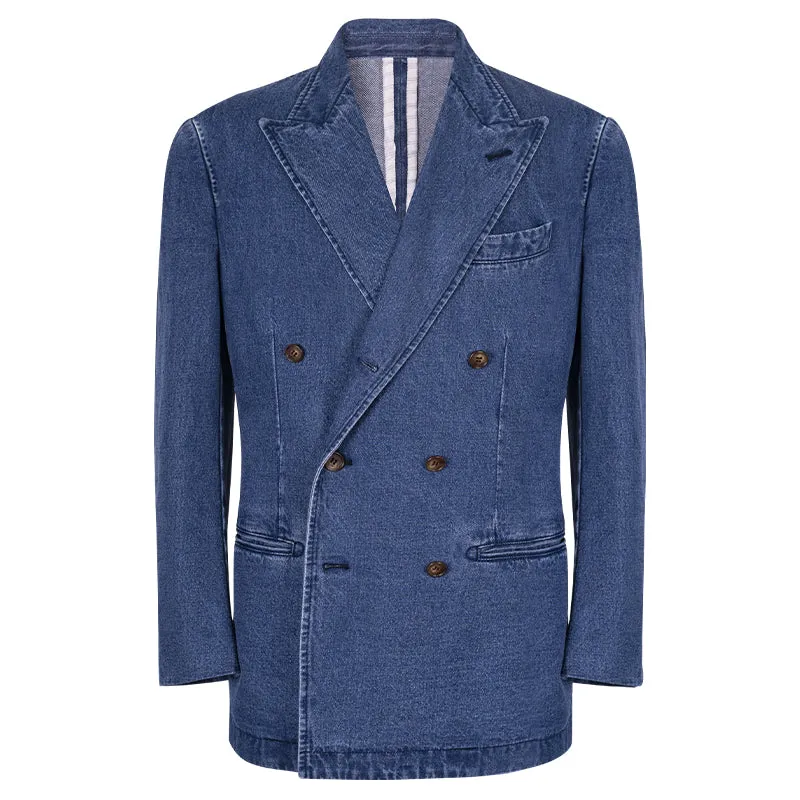 Double-Breasted Denim Blazer