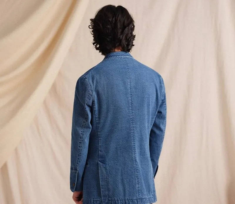 Double-Breasted Denim Blazer
