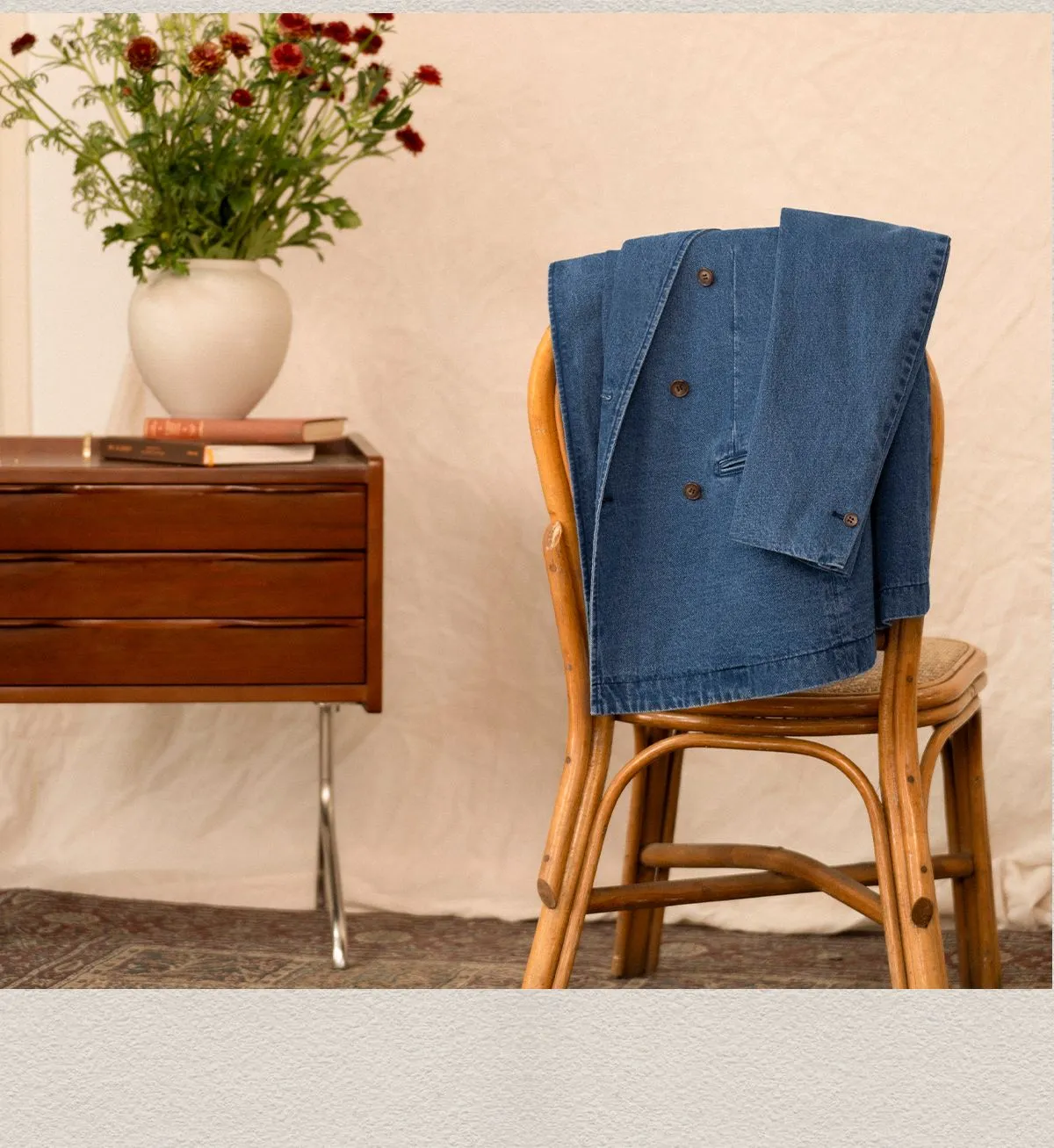 Double-Breasted Denim Blazer
