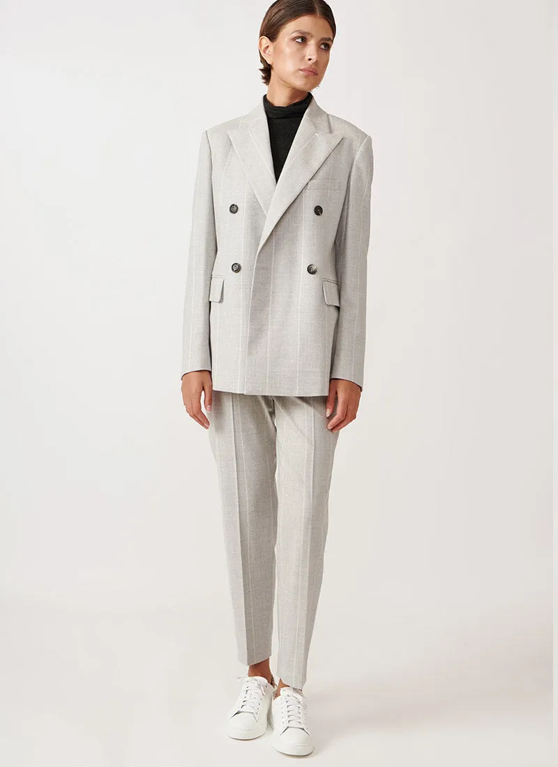 Double-Breasted Pinstripe Blazer