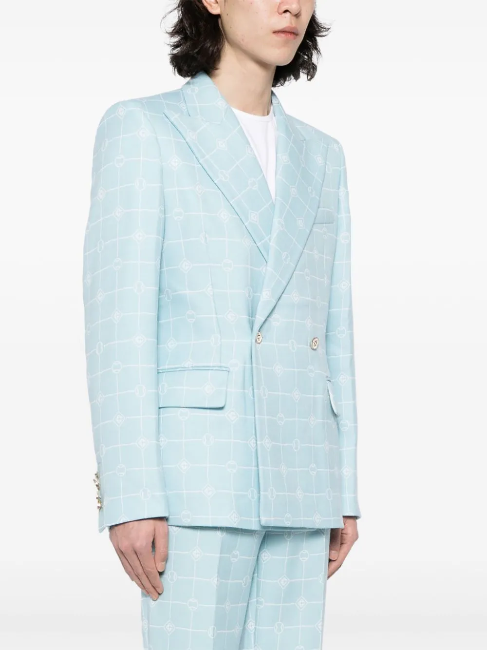 double-breasted wool blazer