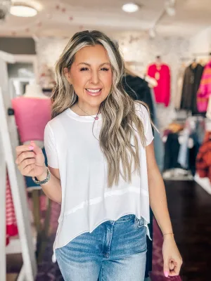 Everyday White Tee Shark Bite Side Slit