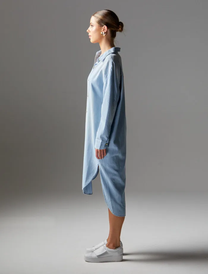 Fate   Becker Flight Shirt Dress | Bleach Wash