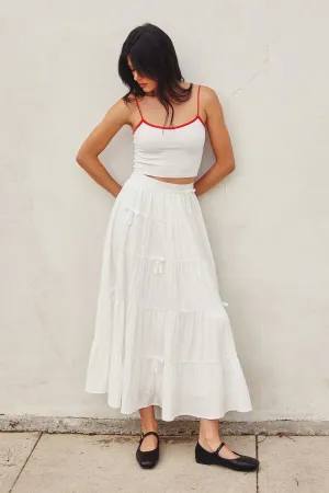 Feminine Grace Midi Tiered Skirt