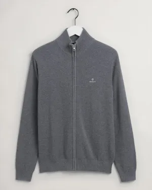 Gant Apparel Mens COTTON PIQUE ZIP CARDIGAN 92/DARK GREY MELANGE
