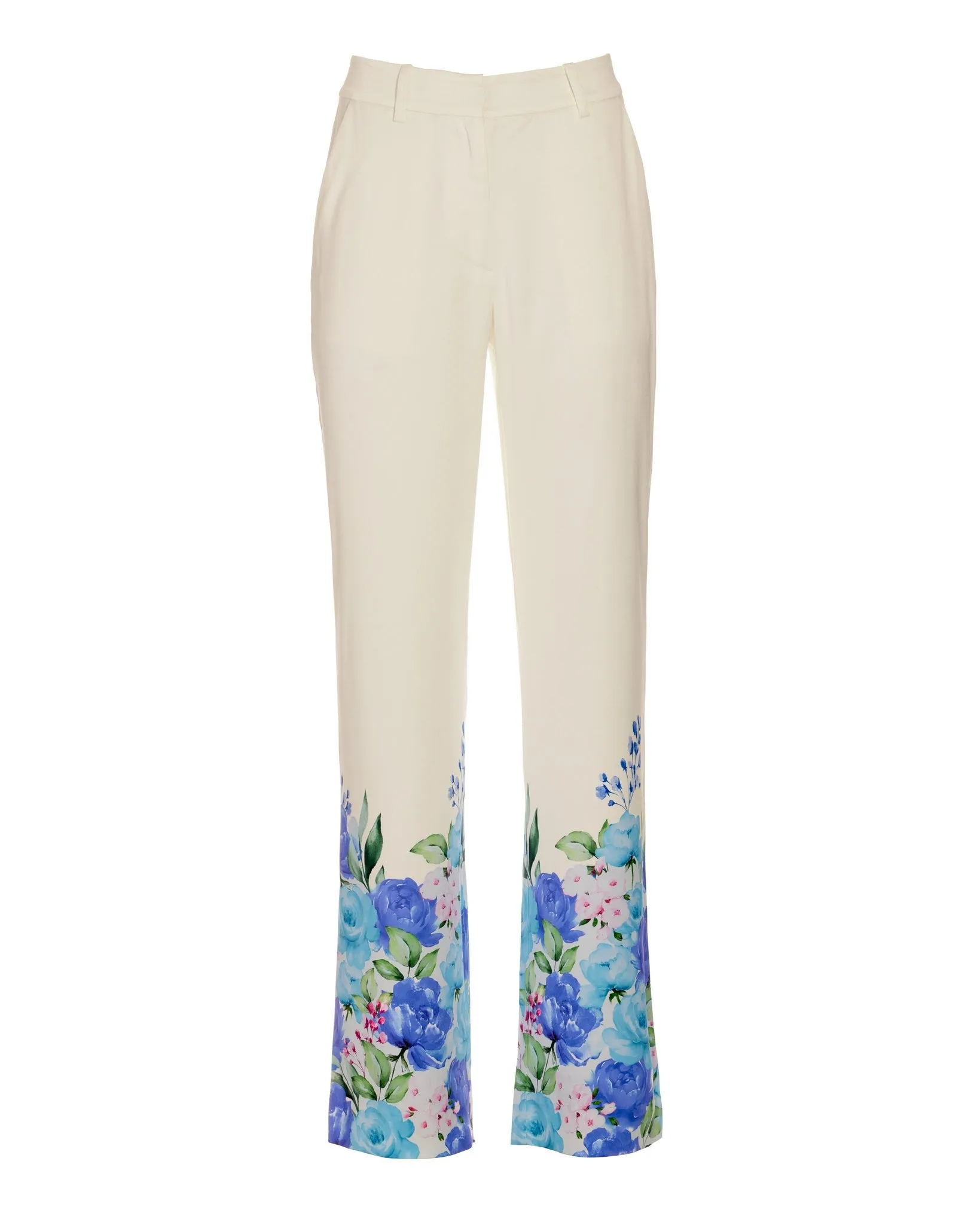 Garden Fete Floral Print Trouser White/Blue Multi