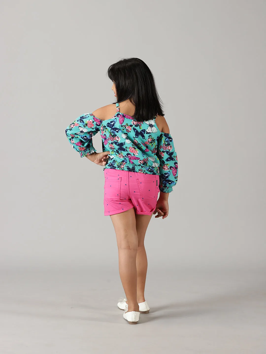 Girls Strappy Cold Shoulder Top