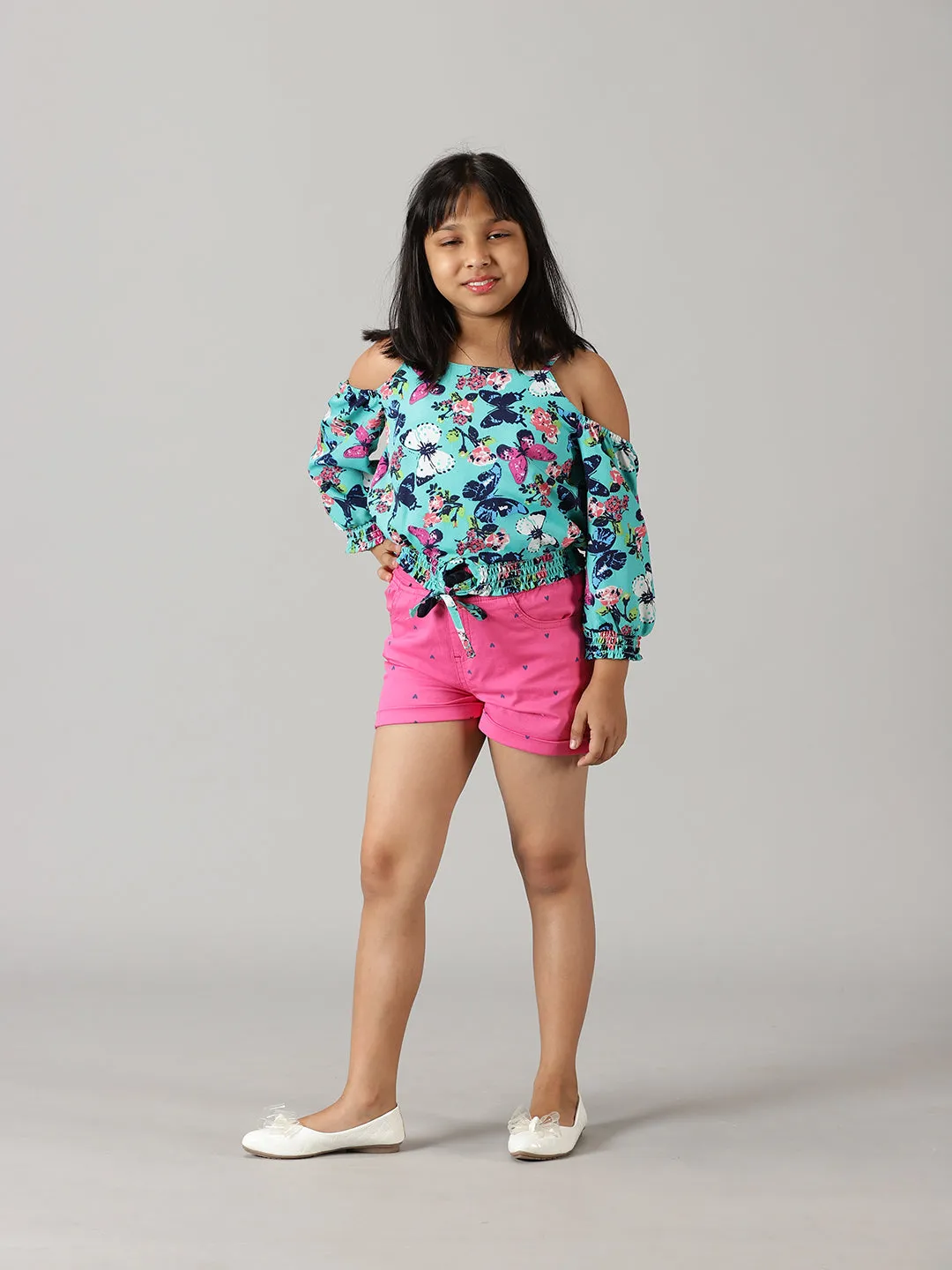 Girls Strappy Cold Shoulder Top