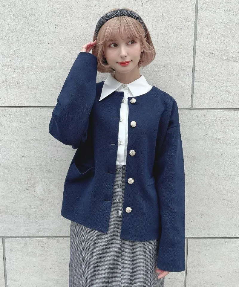 Gold Button Cocoon Knit Cardigan / an another angelus [51BJ04j004].