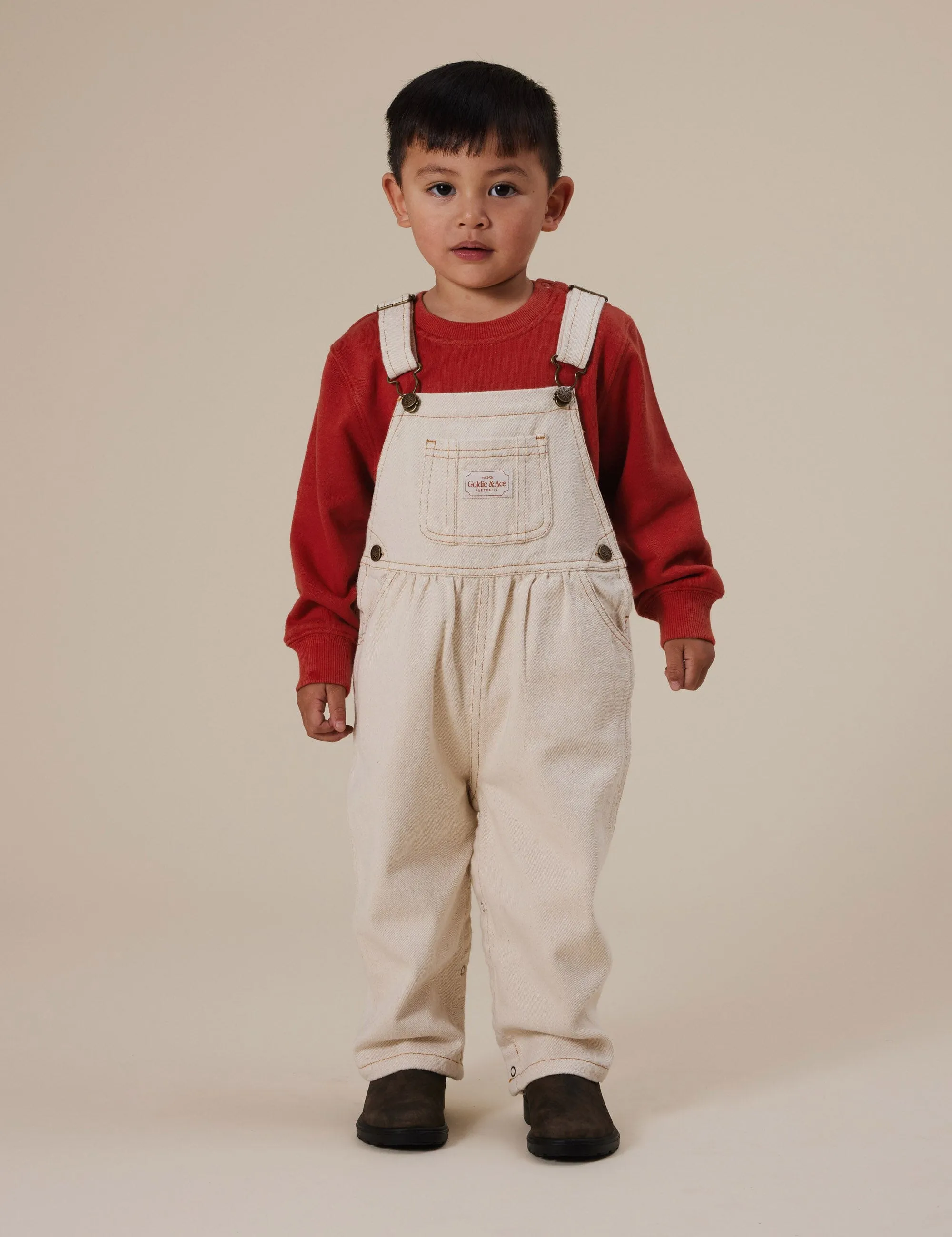 Goldie & Ace - Austin Denim Overalls | Oat - PREORDER