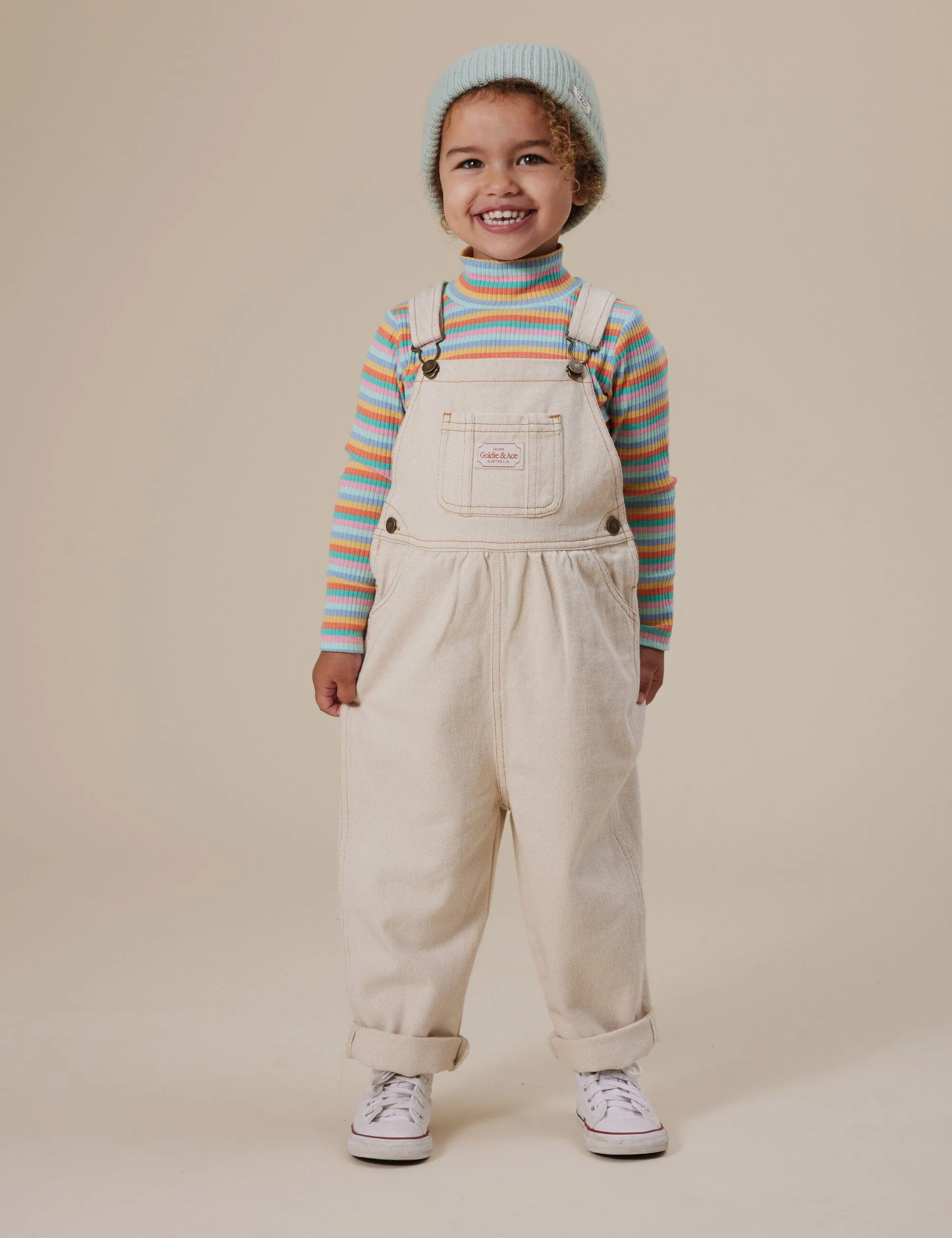 Goldie & Ace - Austin Denim Overalls | Oat - PREORDER