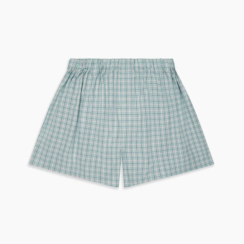 Green, Navy & Pink Check Cotton Boxer Shorts