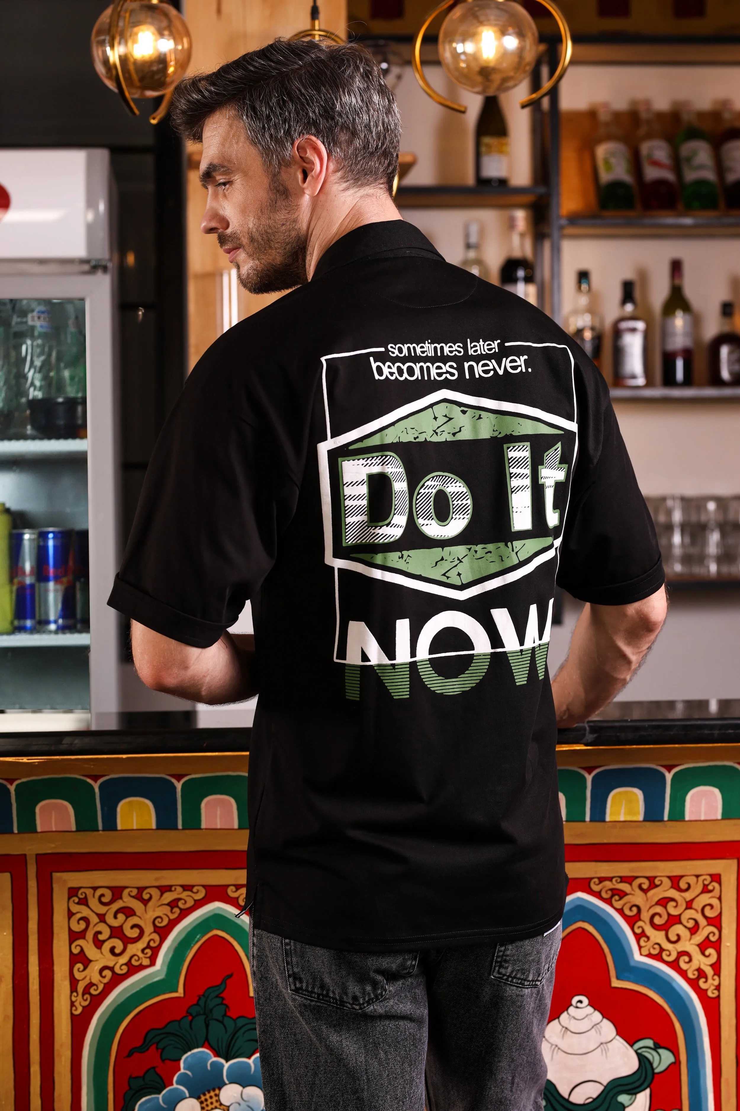 Halfsleeve Black Plating Sinker Back Printed Shirt