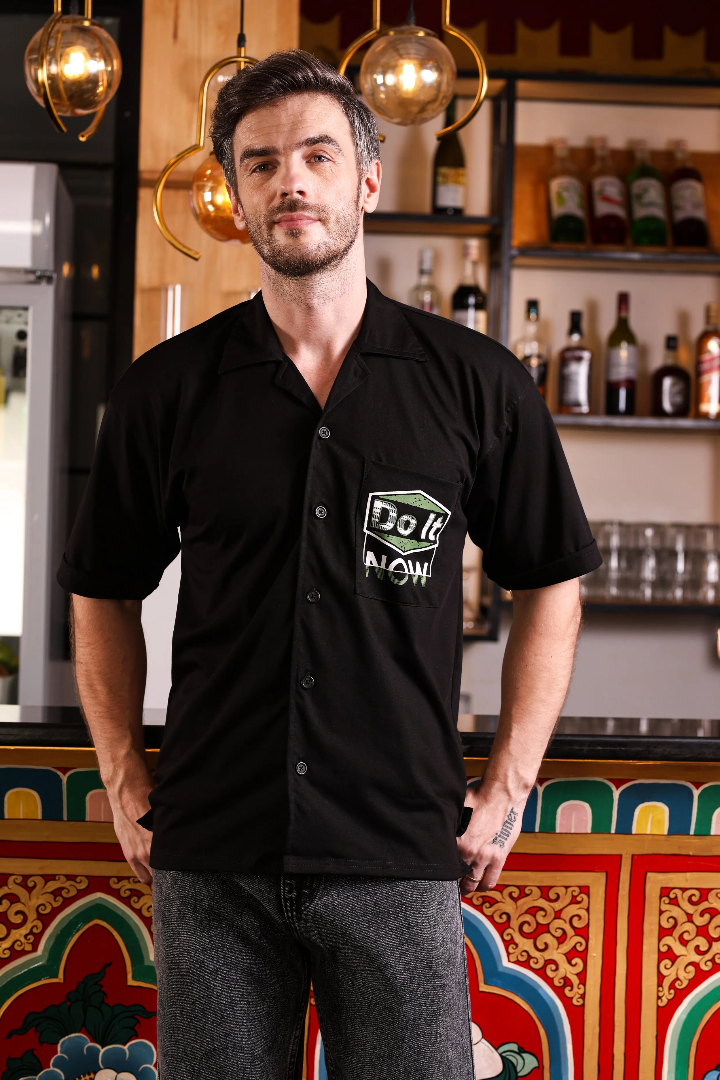 Halfsleeve Black Plating Sinker Back Printed Shirt