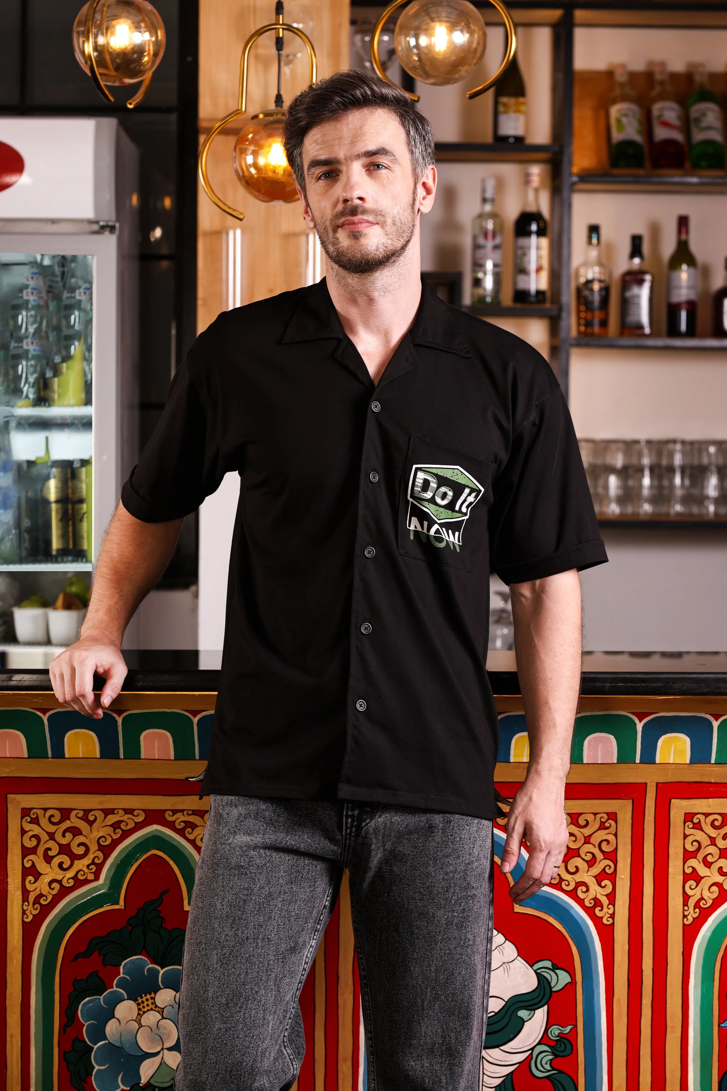 Halfsleeve Black Plating Sinker Back Printed Shirt