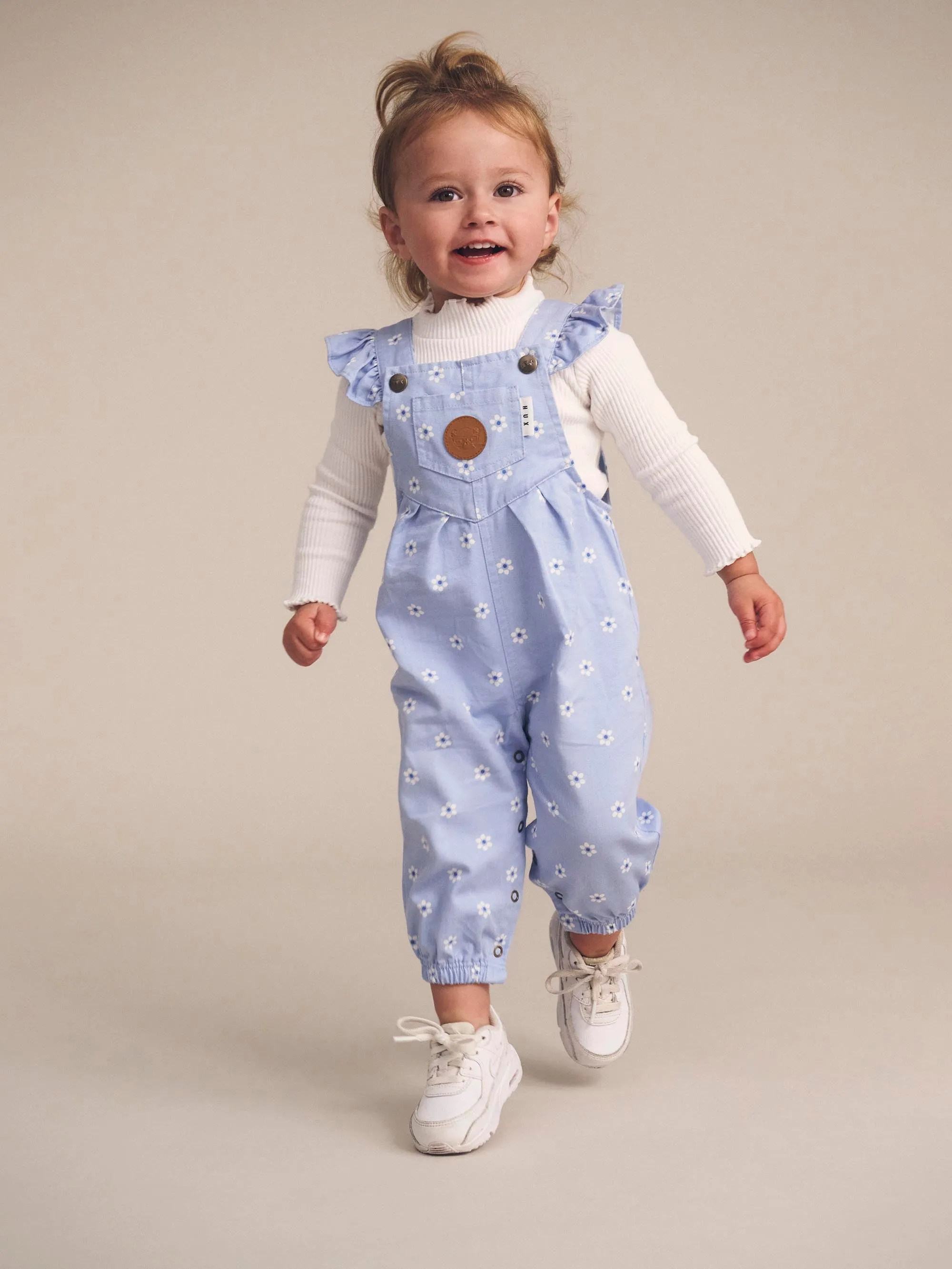 Huxbaby Ditsy Floral Frill Overall Chambray