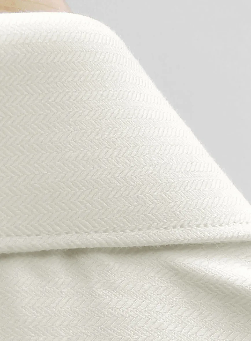Ivory Herringbone Cotton Shirt